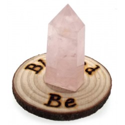 Oak Wooden Blessed Be Altar Tile with Rose Quartz Point